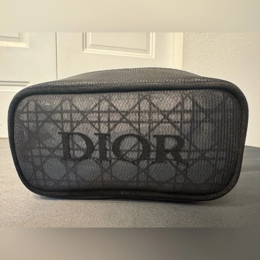 Dior Oblique Mesh Velvet Black Cosmetic Pouch | Dior Logo Makeup Bag - New - GWP